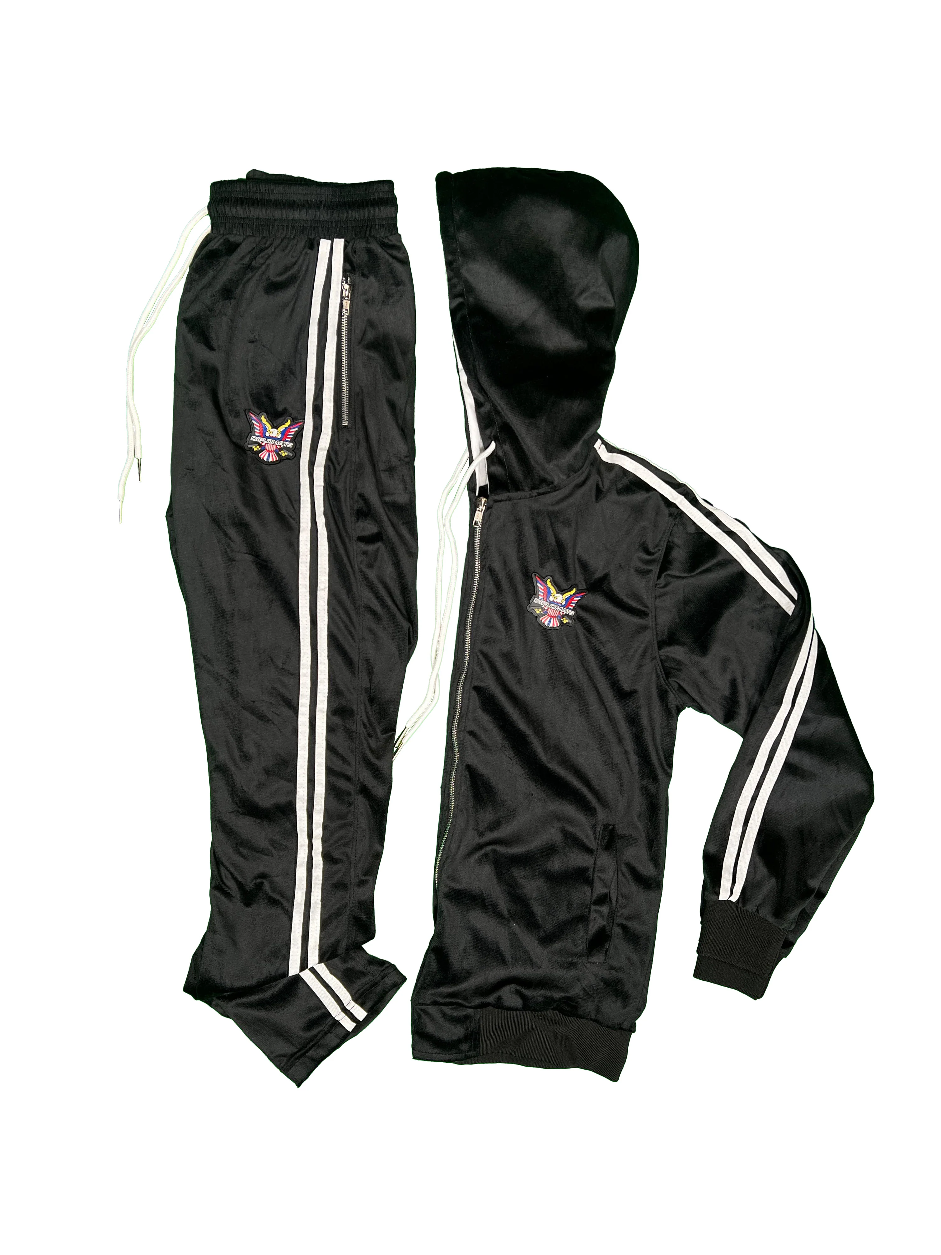 All Black Velour Hoodie Track Suit