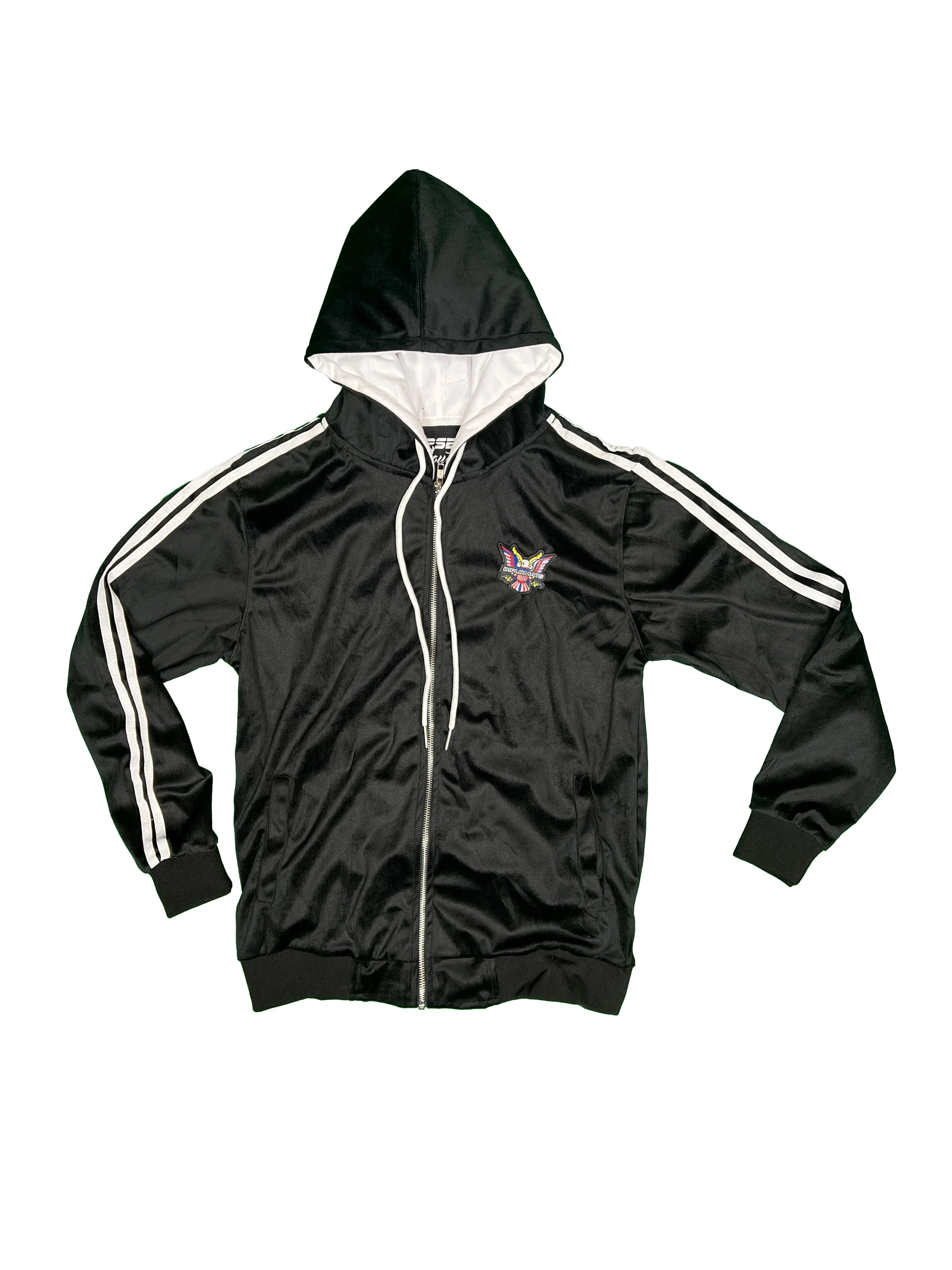 All Black Velour Hoodie Track Suit - Image 2