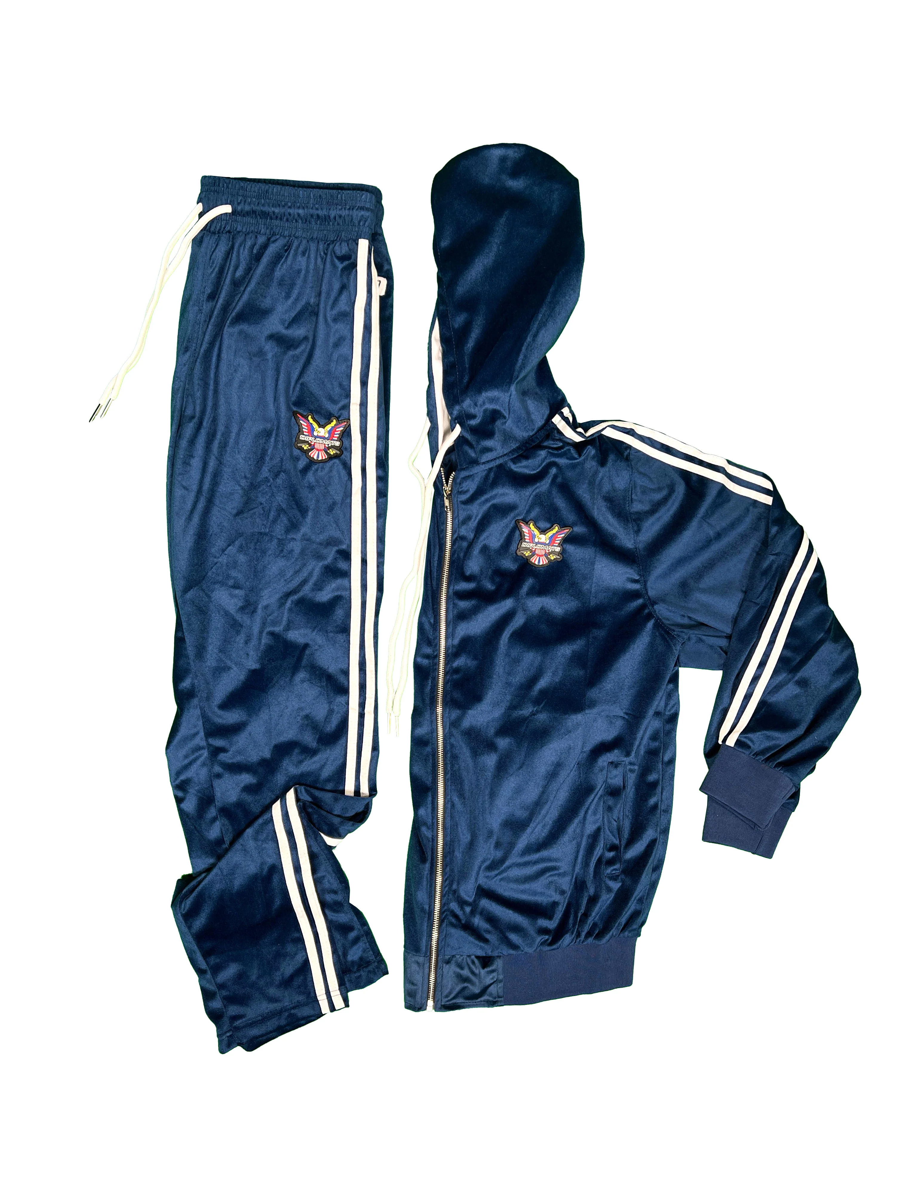 All Blue Velour Hoodie Track Suit - Image 5