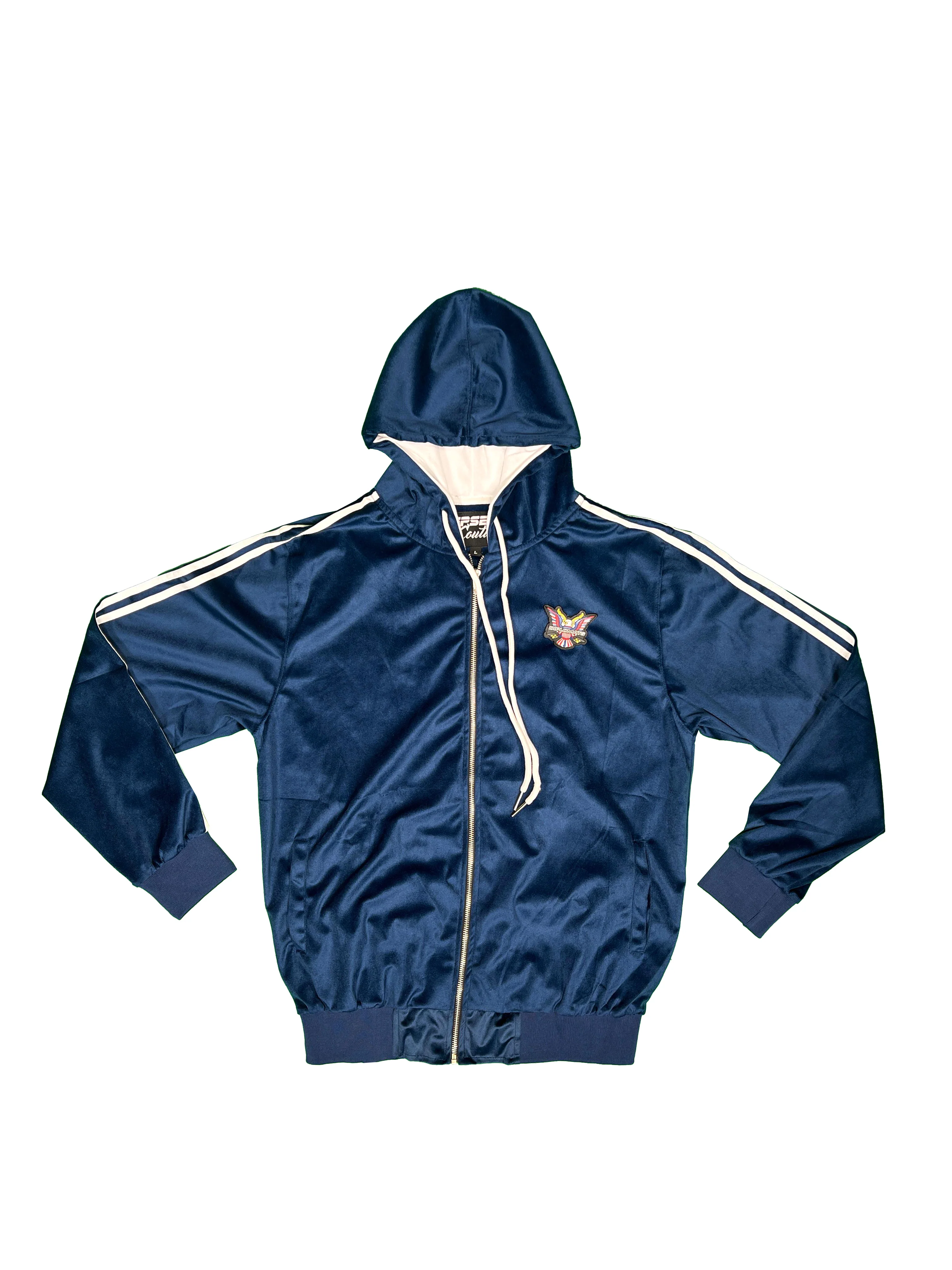All Blue Velour Hoodie Track Suit - Image 8